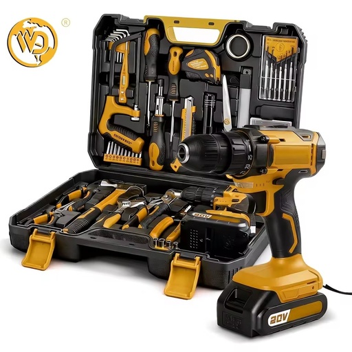 20V High Carbon Steel Electric Drill Kit 120-Piece Battery-Powered with Toolbox OEM for Women DIY Office & Garden Use