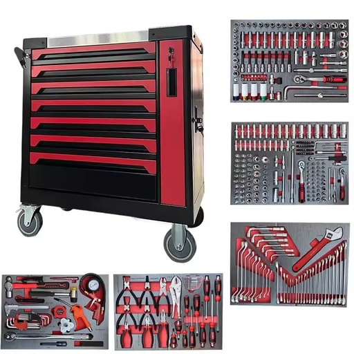 352-Piece Mechanical Repair Tool Set Trolley-Type Multi-Purpose Seven-Layer Heavy-Duty Tool Cart for Auto & Home Maintenance
