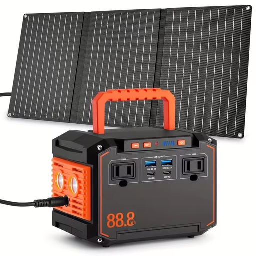200W Portable Outdoor Lithium Ion Energy Storage Power Station MPPT Pure Sine Wave Inverter Solar PV Compatibility 115Wh