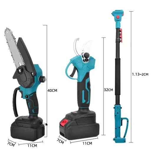 Industrial Electric Aerial Pruning Shears Branch Trimmer Three-Section 2m Pole Two Lithium Batteries Brushless Motor