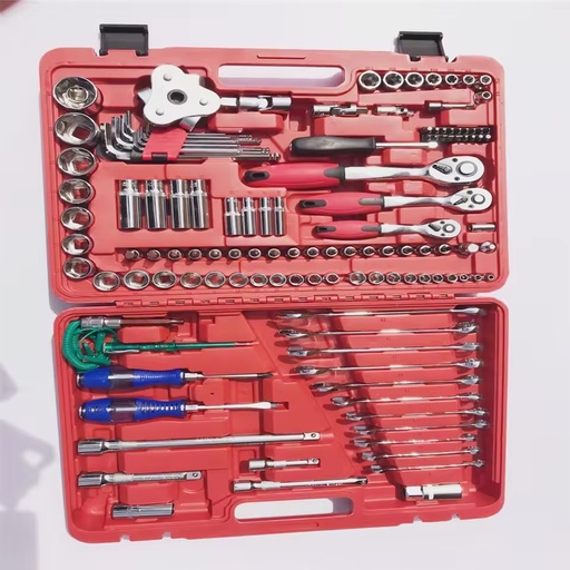 121pc Professional Socket Set 1/2'' 1/4'' 3/8'' Drive Ratchet Handle Extension bar Socket with Color Tape Tools Set