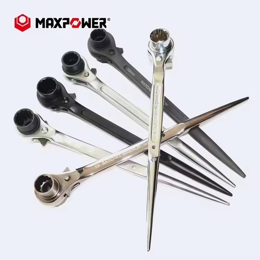 MAXPOWER Ratchet Spanner Ratcheting Socket Wrench Tool Hexagon Scaffold Quick Wrench Double Tail Ratchet Wrench