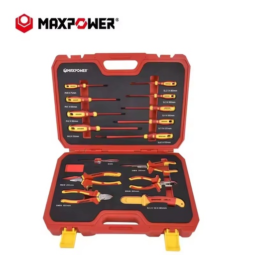 Maxpower VDE Professional Finework 15PCS 1000V Screwdriver Plastic Pliers Wrench Insulated Tools Set Electrician Electrical