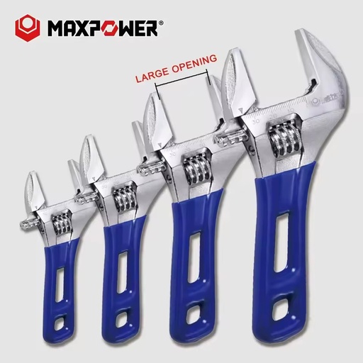 MAXPOWER Light Thin Slim-line Wide Opening Jaw Angle Adjustable Wrench Spanner