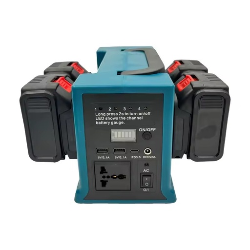 Portable Power Station 4 Battery AC Inverter USB C PD 12V DC Output for Power Tool Batteries Camping Outdoor OEM Wholesale