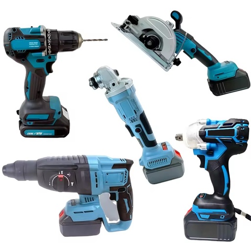 CAMPEGGI OEM Professional Electric Hard Case Tool Kit Dark Blue Five-piece Combo Set Power Tools Box Bag Packaging 1 Year