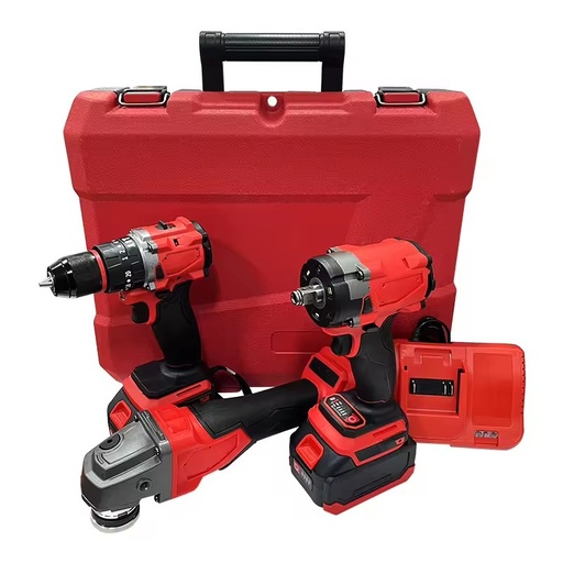 Household Power Tool Set Three-Piece Complete Accessory Kit Lithium Battery Brushless Electric Drill Wrench Plastic 1/2 Drive 1