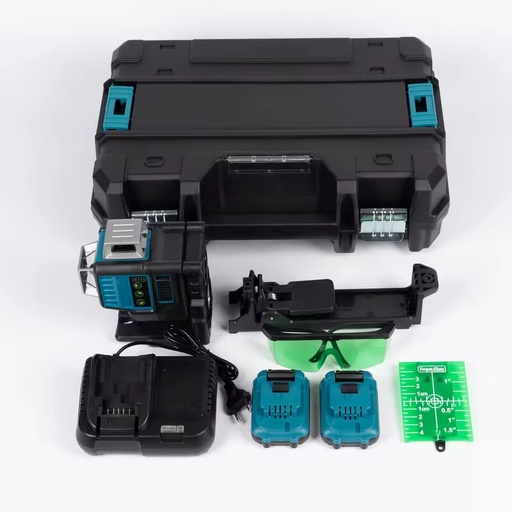 Rotary Laser Level 4D 12 Lines 360 Self-Leveling Niveau Laser Green Beam Industrial Grade Professional Lithium Battery Power