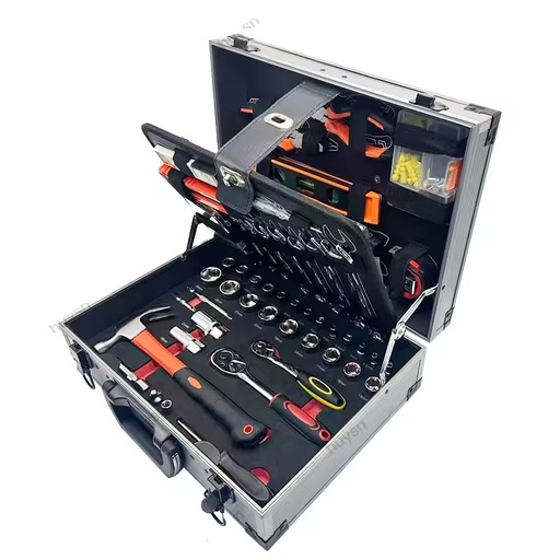 Carbon Steel Manual Tool Set for Car Repair in Hard Case with Adjustable Wrenches Socket Set Car Repair Tool Box