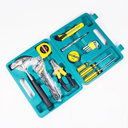 Home Repair Kit with Steel Wrenches Screwdrivers Includes Combination Bits All in a Plastic Tool Box Set