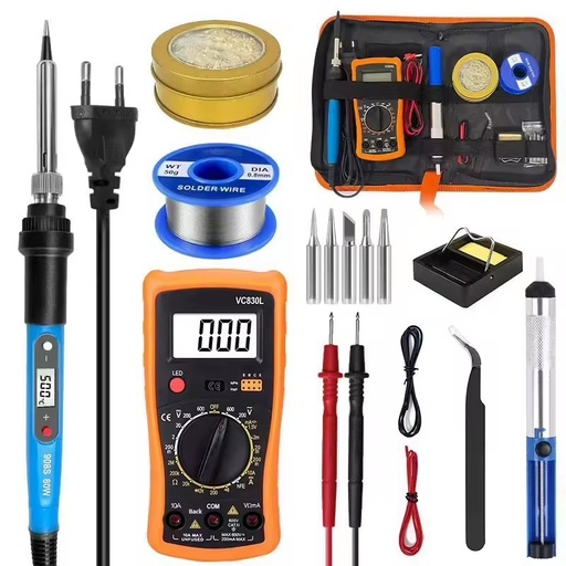 80W Digital Display Electric Soldering Iron Adjustable Temperature 908S Multimeter Combination Set Internal Heating Repair Tools