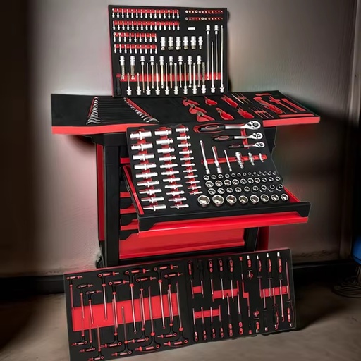 250Pcs Hot Multipurpose Car Repairing Roller Cabinet With Tools Mechanic Trolley Set