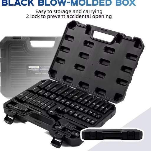 50-Piece 3/8" Drive Socket Set with SAE & Metric Sizes Deep Shallow Ratchet Wrench Extensions Adapters for Versatile Use