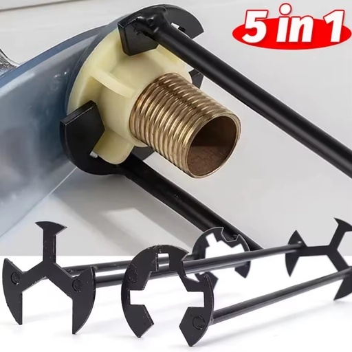 5-in-1 Sink Multifunctional Carbon Steel Faucet Key Plumbing Pipe Wrench Bathroom Kitchen Repair Set Hardware Tools