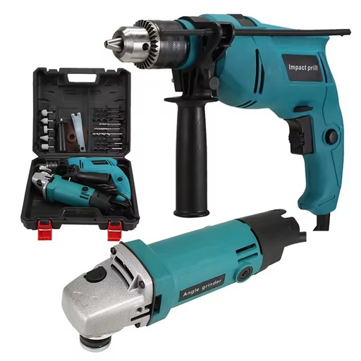 Wholesale Durable Power Tool Set 110/220V Impact Drill Battery Angle Grinder Hard Case 3-Year Warranty Household Metal Polishing
