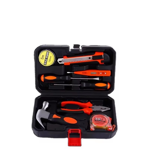 9-Piece Hand Tools Gift Set Supply Home Car Repair Tool Box with Ratchet Wrench and Socket Bit Combination Set