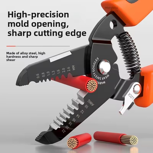 Electrician Wire Stripper Cable Scissors Stripping Pliers Wire Pulling PVC Handle 65# Manganese Steel Thickened Strand