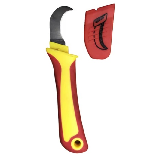 Effective Insulation Electrician's Cable Wire Peeling Knife with Curved Steel Blade Rubber Handle for DIY and Camping Use OEM