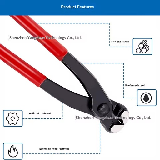 Industrial Grade High Carbon Steel 10 Inch Ball Cage Single Ear Stepless Manual Hose Clamp Pliers for Oil Water Pipes Red/Black