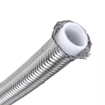 Stainless Steel 304 Braided Smooth Bore PTFE Hose SAE100 R14 1/2'' Cutting Service Temperature Range -54C to 204C