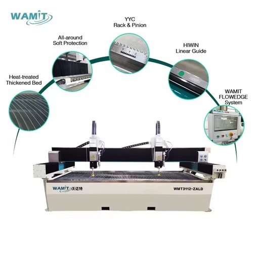 Glass Cutting Water Jet Cutter High Efficiency Dual 3-Axis Cutting Heads Abrasive Waterjet Cutting Machine
