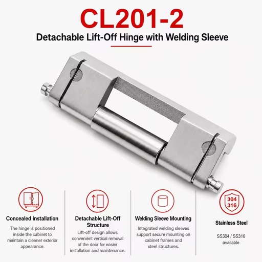 FIRIX CL201-2 Removable Pin Door Hinge | High-Security Stainless Steel Tool-Free Removal for Doors