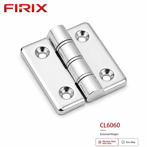 CL6060 Industrial Standard Stainless Steel Polished External Butt Hinge | 60x60mm Precision Hinge Easy Installation for Doors