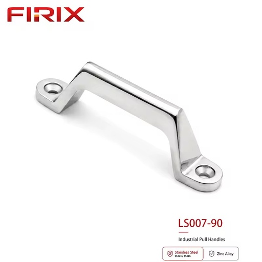 LS007-90 Silver Stainless Steel U-Shaped Ambidextrous Pull Handle | Door Cabinet Handle for Server Racks Industrial Machinery