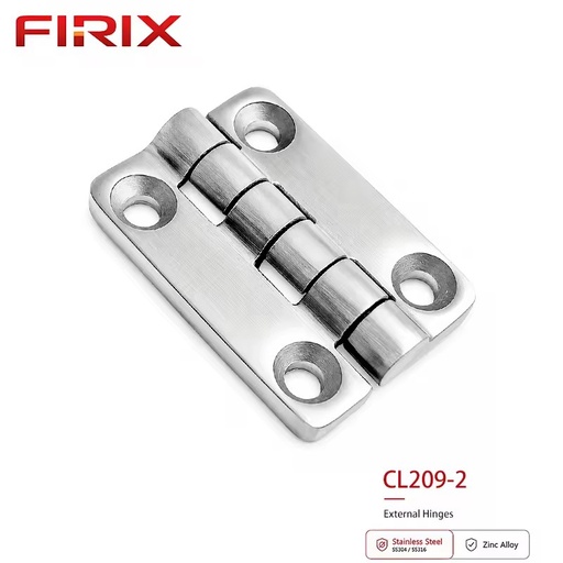 CL209-2 Industrial Stainless Steel External Butt Hinge | Mirror Polished 180 Degrees Opening Angle 6mm Thickness