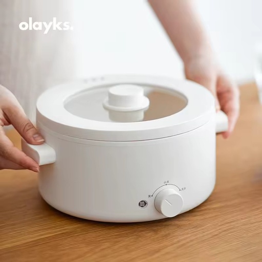 Olayks Mechanical Control Electric Multi-function 800W Cooking Pot Dormitory Household All-in-One Noodle Hot Pot Anti-dry