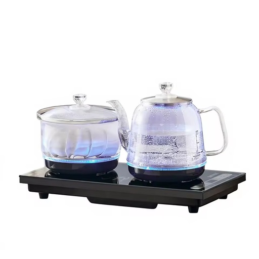 Zemkon Fully Automatic Electric Water Tea Kettle High Borosilicate Glass 1.0L/0.8L Capacity Anti-Dry Burning Touch Control 1350W