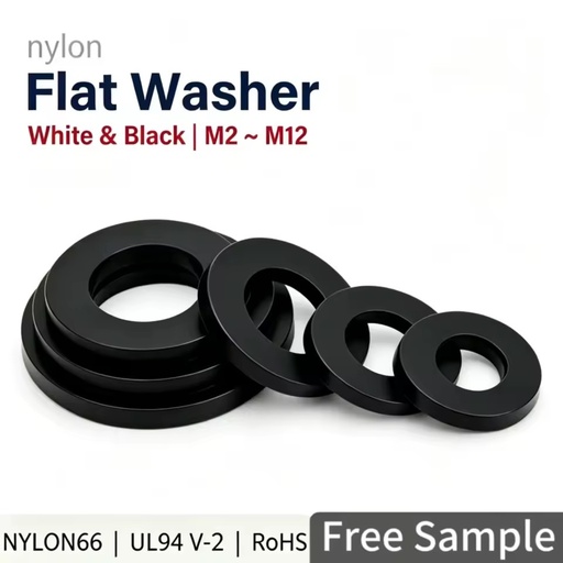 Black Nylon Flat Washer M2 M2.5 M3 M4 M5 M6 M8 M10 M12 Plastic Insulation Washer PA66 UL94 V-2 Fastener RoHS Circuit Board