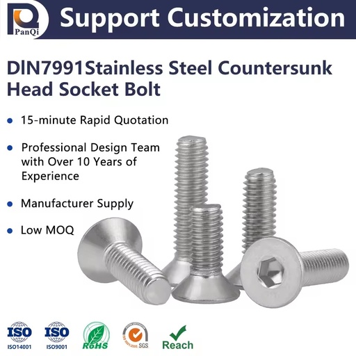 M3 M4 M5 M6 M8 304 Stainless Steel Screws Countersunk Flat Head Machine Screw Socket Cap Screws Fasteners Manufacture