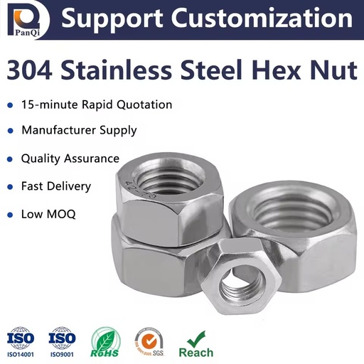 Hot Selling 304 Stainless Steel Standard Thread Hexagon Nuts New Design for Industrial Use Directly From Factory