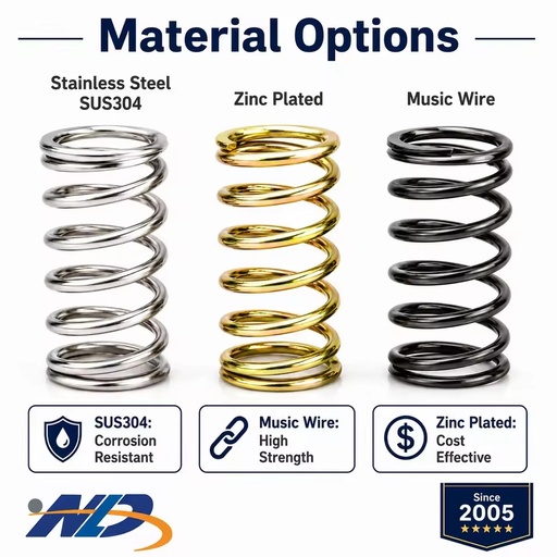 304 Stainless Steel Cylindrical Flat Wire Coils Compression Spring