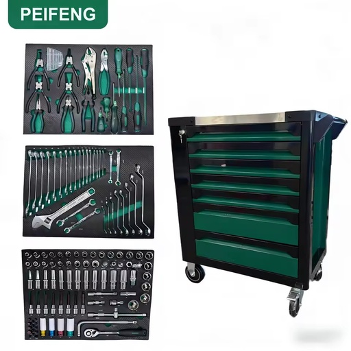 High Quality Heavy Duty 7-Drawer Steel Tool Trolley Storage Cabinet Lockable Keyed Lock OEM Adjustable 300kg Load Capacity for