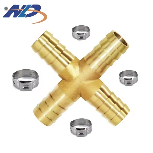 NLD High Pressure Four Way 8mm 10mm Cross Tee Pipe Forged Water Air Gas Hose Fittings Brass Connections 4 Way