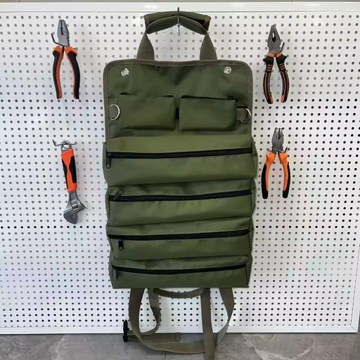 Heavy Duty Portable Tool Bag Roll-up with Large Capacity & 2 Detachable Zipper Pouch Classic Simple Style for Men & Women