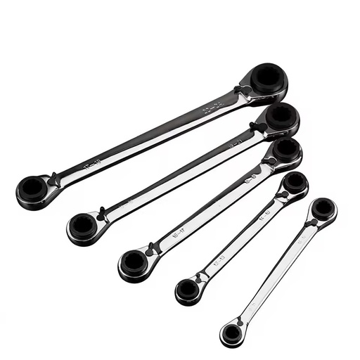 Metric Double-Ended Four-Way Ratchet Wrench with Mirror and Fast Ring Design-Cross-Border Wholesale