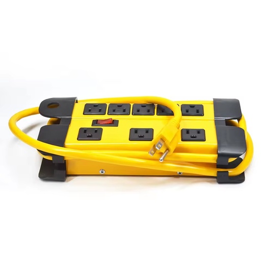 8-Outlet Surge Protector Power Strip with Extension Socket 300-Joule Protection 2m Yellow Power Cord