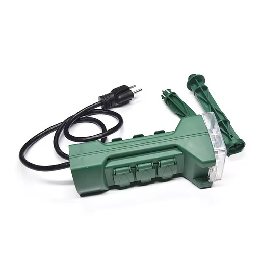 Outdoor Power Yard Stake Photocell Timer Waterproof 14/3 SJTW Extension Cord 15A 125V ETL Listed PVC 6 for Garden Power