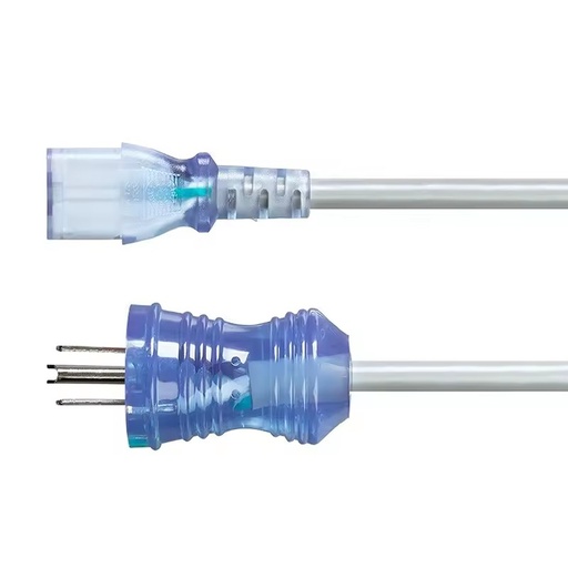 14AWG Gray Hospital Grade Computer Power Cord - 6ft Clear 10A 14 AWG NEMA 5-15P to IEC C13 25V Rating Outdoor PVC US
