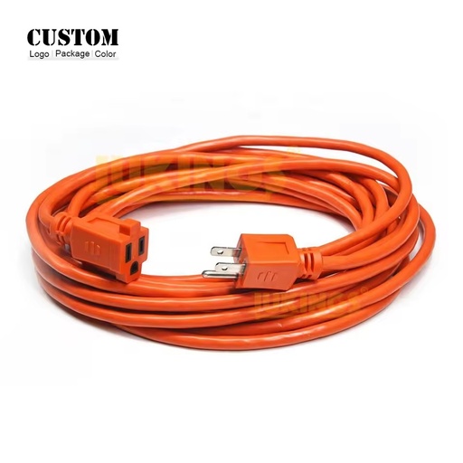 Multi Socket Extension Cord Power Retractable Electrical Outdoor 125v Heavy Duty Waterproof 16/3 25ft PVC,100% Copper NEMA5-15P