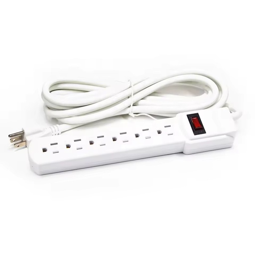 6-Outlet Surge Protector Power Strip 1-Pack, Overload Protection, 12-Foot Cord, 90 Joule -White 15A 125V Copper Conductor Plug