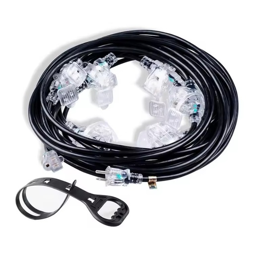12/3 50ft Heavy Duty 125V 6 Outlets Extension Cord Light 16-10 Gauge CETL CUL Certified 100% Copper PVC NEMA 5-15R Female Black