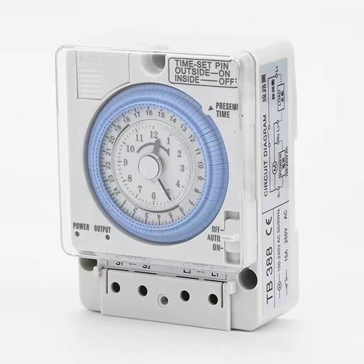 24-Hour Analog Mechanical Weekly Rotary Time Control Switch TB388 220V/230V Timer Battery Industrial Use Rated 20A Plug Sockets