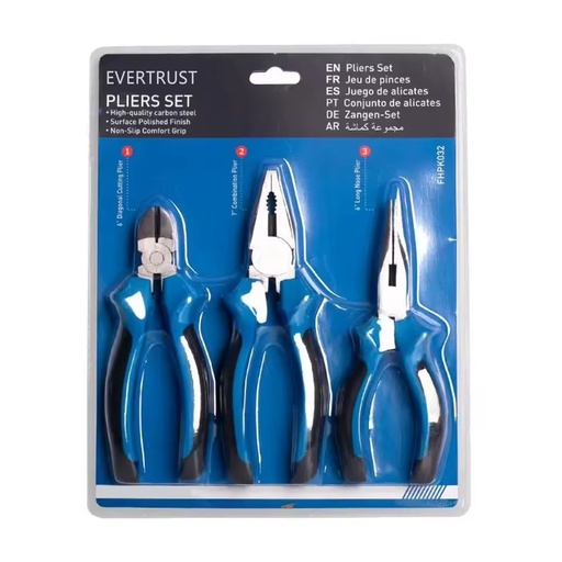 3-piece Set of Wire Cutters Labor Saving Vice Toad Handle 6 "8" Wire Cutters Spot Electrician Flat Mouth Multi-function Vice