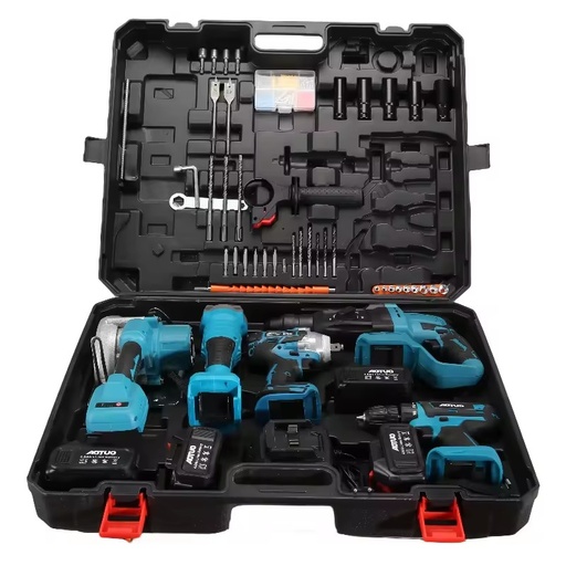 21V Cordless Power Tool Combo Kit 5-Piece Home DIY Tool Set with Rotary Hammer Drill Circular Saw Angle Grinder Impact Wrench