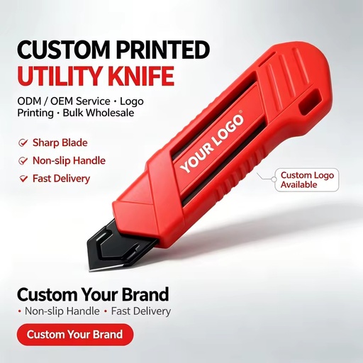 Heavy Duty Auto Lock Utility Knife 18mm Wide Carbon Steel Snap off Box Cutter DIY OEM Custom Color Industrial Cutting Tool