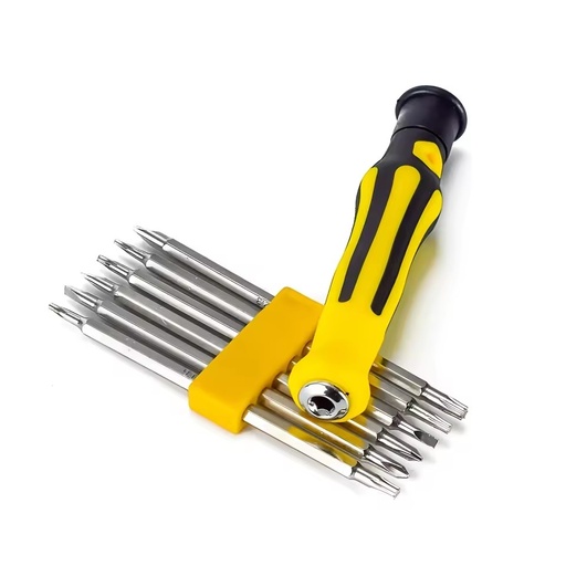 6-in-1 Strong Magnet Industrial/DIY Multifunctional Screwdriver Set Zinc Plated Carbon Steel Bits Customizable OEM Home